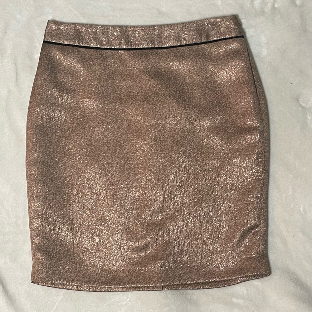 The Limited Brown and Gold Mini Pencil Skirt for Night Out, Shimmering, Size 10